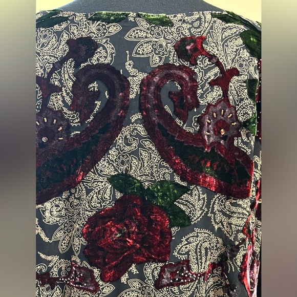 MONACO BURNOUT Velvet Paisley Fringe Poncho, Silk RAYON BLEND: - Picture 8 of 11